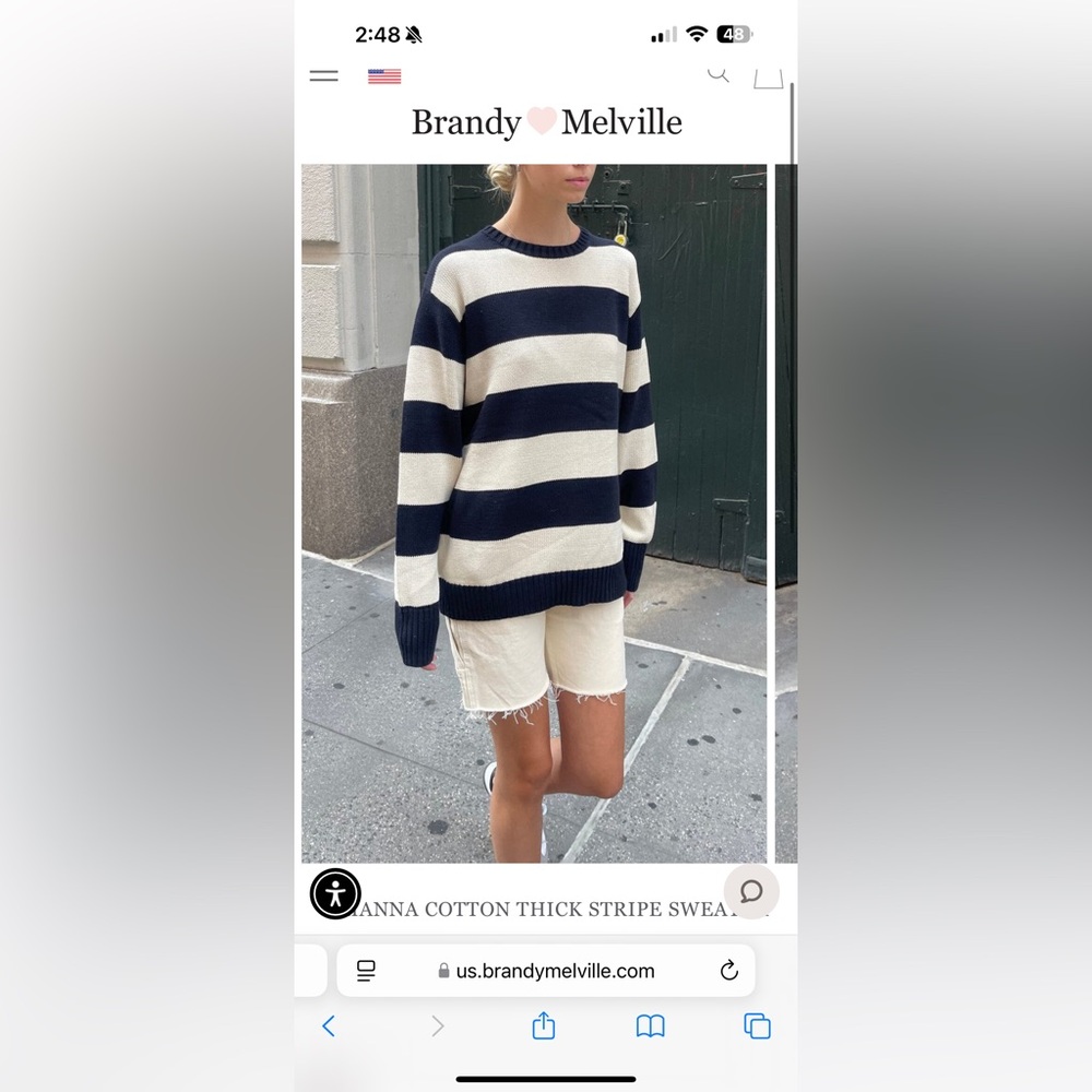 Brandy Melville cotton thick stripe sweater